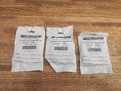 Lot Of 30 Bernard Contact Tips, 1593 3/32'' Mig Welding