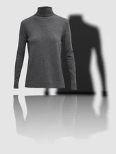 $250 Neiman Marcus Women Gray Cashmere Knit Basic Turtleneck Sweater Size XL
