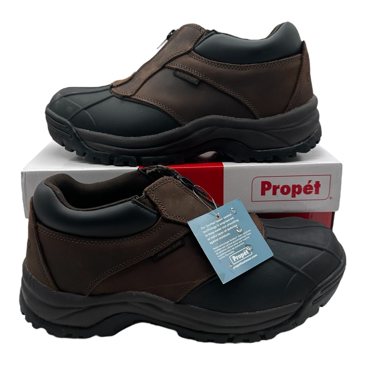 Propet Mens Blizzard Ankle Zip Boot Brown/Black Size 10 X(3E)- New No Box Propet Blizzard Ankle Zip Mens Size 9 3E Wide Brown Black  main image 2