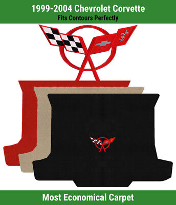 Lloyd Velourtex Deck Carpet Mat for '99-04 Chevy Corvette w/Red Corvette Flags