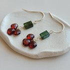 boucles d'oreilles en pierre précieuse grenat tourmaline verte argent 925
