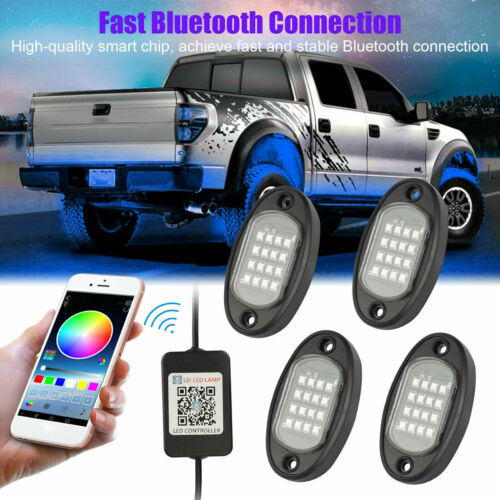 4pcs RGB LED Rock Lights APP Control for UTV SUV Pickup RZR Trailer Motorcycle - Picture 8 of 14
