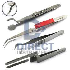 4Pcs Jewelry Making Tools Kit Ring Holder Repair Anti-static Soldering Tweezers