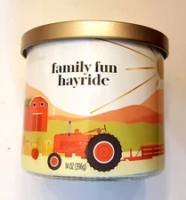 Home by Rite Aid Candle FAMILY FUN HAYRIDE 14 oz Glass Jar 3 Wick GREAT GIFT