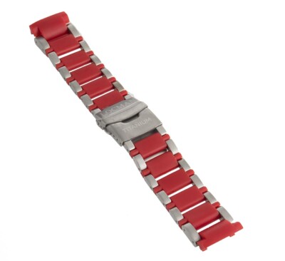 LOCMAN Men's 24mm x 24mm Red Plastic & Titanium Watch Bracelet 