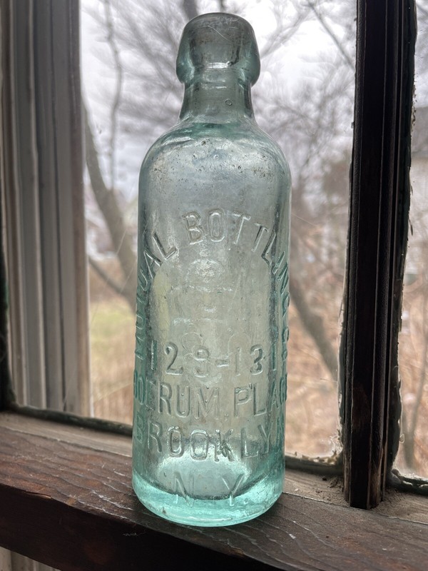 Mutual Bottling 129-131 Boerum Place Brooklyn NY Blob Top Bottle 7” Tall