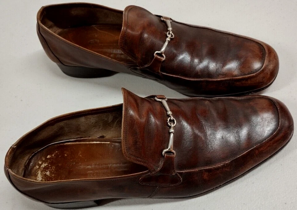 Zapatos elegantes BALLY OF SWITZERLAND 9 1/2 C cuero marrón años 80 mocasines vintage Foto 3 de 4