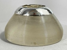 ANTIQUE BAR TOP VESTA MATCH HOLDER & STRIKER STERLING SILVER & RIBBED GLASS 1900