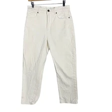 LOFT Size 28 / 6 Off White High Waist Straight Crop Denim Jeans Cotton Rigid 