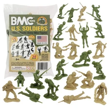 BMC Marx Plastic Army Men US Soldiers - Green vs Tan 38pc WW2 Figures