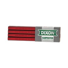 DIXON Industrial Carpenter Pencils, Hard Graphite Core, Red/Black, 7", 12-Pack