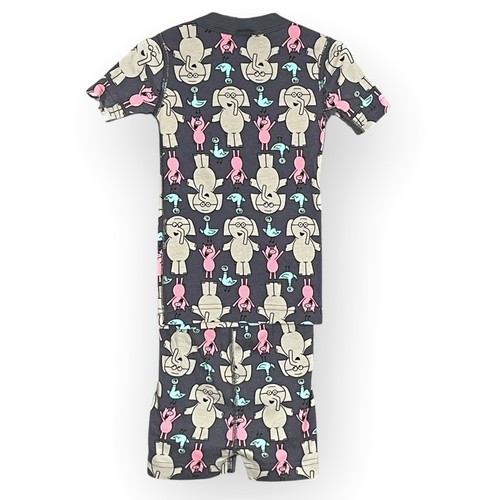Hanna Andersson Kids Elephant Piggie Short John Pajama Set Size 4 Organic Comfy - Picture 3 of 6