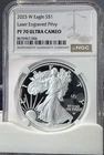 2025-W Proof $1 American Silver Eagle Laser Beam Privy NGC PF70UC Brown Label