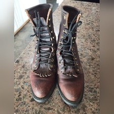 DD Tuff Leather Packer Roper Lace Up Brown Western Leather Boots womens Sz 7