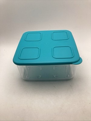 Tupperware Clear Mates Medium Square 4 Cups Modular Storage Container Blue - NEW