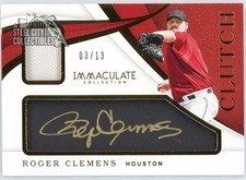 Roger Clemens 2019 Panini Immaculate Clutch Jersey Autograph Card #CL-RC 3/13