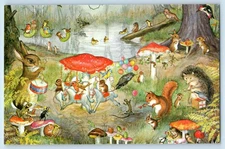 All The Fun Of The Fair By Molly Brett Fantasy Medici Animals Vintage Postcard