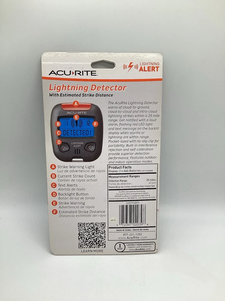 ACURITE 02039 Lightning Detector With Estimated Strike Distance - Image 2 of 2