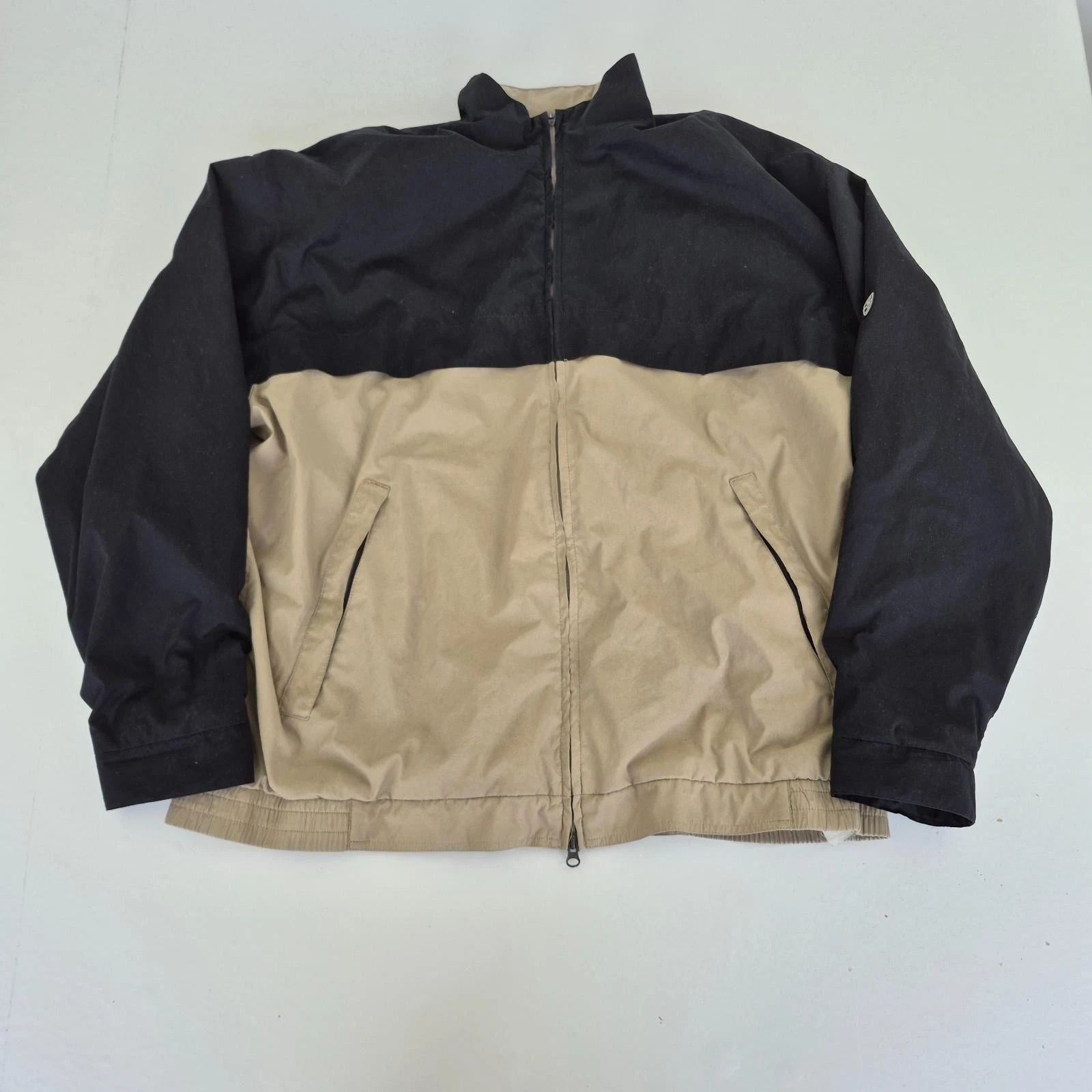 Nike Jacket XL Black Beige Mens Full Zip Windbreaker Golf Storm Fit Vintage