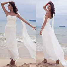 Summer Beach Wedding Dress Beaded  Ankle Length Backless Chiffon Bridal Gowns