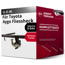 Für Aygo Fliessheck Typ B1 (G.D.W.) Anhängerkupplung abnehmbar + E-Satz 7pol neu