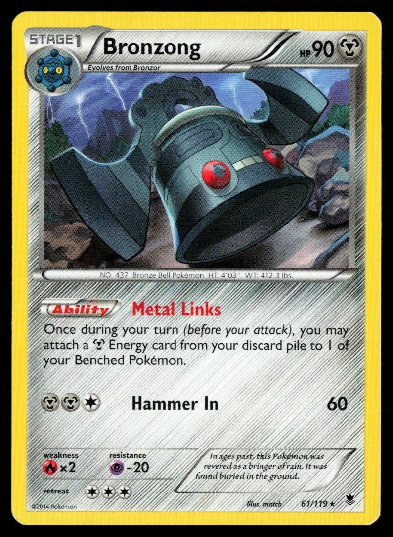 2016 XY - Fates Collide Bronzong #61 Non Holo Rare Pokemon Card