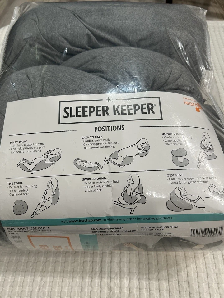 Almohada de embarazo Leachco Sleeper Keeper cuerpo total gris 18,75" x 20,50" x 9,25" Foto 3 de 4