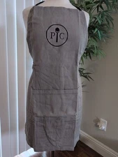 New PAMPERED CHEF Consultant Apron. BLACK/GRAY Striped Embroidered Apron.