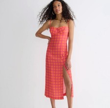 J Crew Collection Invite Dress Plaid Gingham Maxi Dress Sleeveless Sz 2 NWT