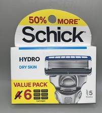 Schick Hydro Dry Skin 5 Blade Razor Refills Value Pack 6 Cartridges 2.33 per gallon