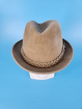 Vtg Churchill Ltd. Tan Felt Fedora Hat Sz 6 7/8 Long Oval