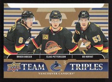 2020-21 Upper Deck Brock Boeser Elias Pettersson Bo Horvat Team Triples Gold