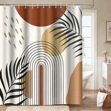 Boho Shower Curtain for Bathroom, Modern Theme, Orange, 72x72 Inches