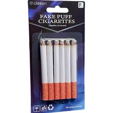 Pack of 6 Realistic Fake Puff Cigarettes - Perfect for Pranks  Parties 