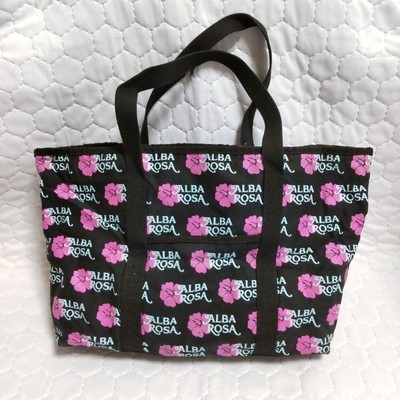 ALBA ROSA Floral Tote Bag Black Canvas Material Hibiscus | eBay