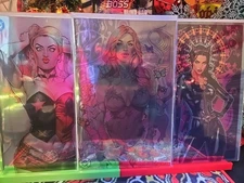 HARLEY QUINN 51 & POISON IVY 35 & CATWOMAN 81 FOILS - CEDRIC POULAT 616 LTD 1000