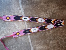 Handcrafted Native American Beaded Hat Band with Vibrant Geometric Design