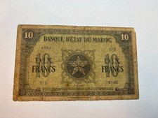 French Morocco 10 Francs 1943 Well Circulated Banknote Foreign World Paper Money