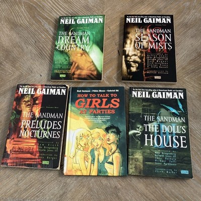 Lot of 5 Neil Gaiman Book The Sandman Vol. 1 Preludes and Nocturnes Vol 2 3 4
