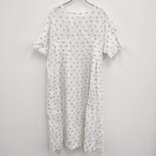 nest Robe 01141-1026 Linen Leaf Print Short Sleeve dress white 4-0804S♪