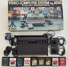 Vtg Atari 2600 Video Computer System Console CX-2600 Box + 11 Games Woodgrain