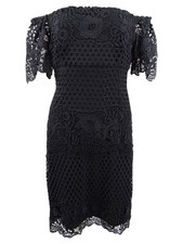 Lauren by Ralph Lauren Women's Off-the-Shoulder Lace Dress (6, Black)