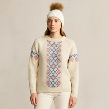 Vintage Icelandic Wool Sweater Alafoss Icewear M Cream Nordic Pattern