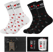 Valentine  S Day Romantic Gifts I Love My Boyfriend/Girlfriend Socks with Box Hea