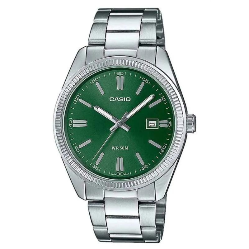Casio Classic Analogue Watch Green Dial/Stainless Steel Bracelet