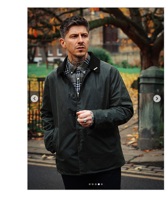Navy ~ Barbour Short Lorden Mac Wax Jacket MSRP$415 British