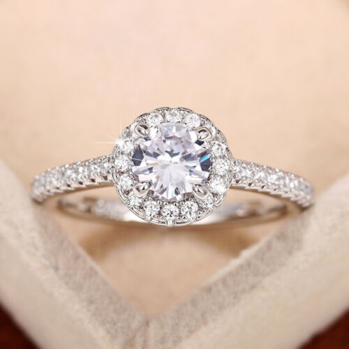 Elegant Engagement 925 Silver Plated Rings Cubic Zircon Women Jewelry Sz 6-10 - Bild 22 von 34