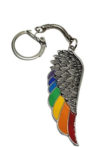 Gay Pride Keyring Angel Wing Transgender LGBTQIA++ Symbol Iconic Gay Pride Gift - Picture 2 of 11