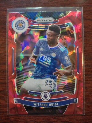 WILFRED NDIDI 2021-22 PANINI PRIZM Premier League Red Cracked ICE #/25 LEICESTER