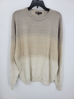 Marcello Sport Sweater Mens XL Brown Ombre Extra Fine Merino Wool Pullover
